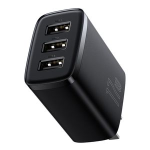 Cargador de pared Baseus CCXJ020001 17W, 3 puertos USB, negro
