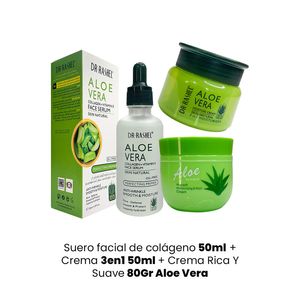 Suero colageno 50ml + Crema 3en1 50ml + Crema Rica Suave 80Gr Aloe Ver