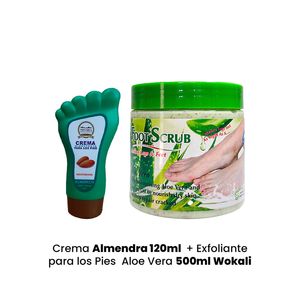 Crema Almendra + Exfoliante para los Pies 120ml Aloe Vera 500ml Wokali