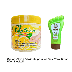 Crema Oliva+ Exfoliante para los Pies 120ml Limon 500ml Wokali