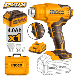 Pistola de calor 20v Inalámbrica + bateria 4Ah Ingco HGLI20025