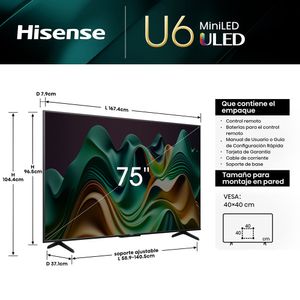 Televisor HISENSE ULED XD 75" UHD 4K Smart TV 75U6N