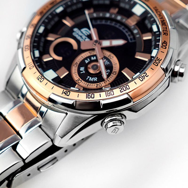 Reloj Casio Edifice ERA 600SG 1A9V Digital Analogico Termometro Luz Plateado Oro Rosado Real Plaza