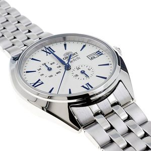 Reloj Orient Tristar Altair AK0506S10B Automático Multifuncional Fecha Acero Inoxidable Dial Blanco