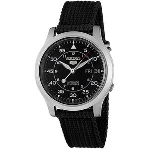 Reloj Seiko 5 SNK809K2 Automático Fecha Acero Inoxidable Mate Correa Nailon Negro