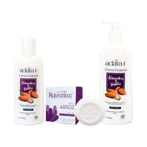 Crema Corp Almendras y Vainilla 450gr y 150Gr + Jabon Rejuv Arroz 50Gr