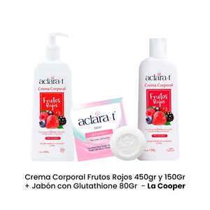 Crema Corporal Frutos Rojos 450gr y 150Gr + Jabon con Glutathione 80Gr