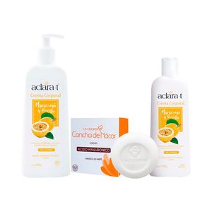 Crema Corp Maracuya y Vainilla 450Gr y 150Gr + Jabon Concha Nacar 80Gr