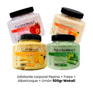 Exfoliante corporal Pepino + Fresa + Albaricoque + Limon 500ml Wokali