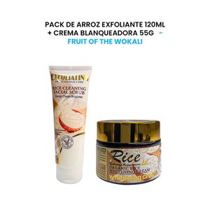 Pack de Arroz Exfoliante 120ml + Crema Blanqueadora 55 Gramos Fruit of the Wokali