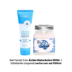 Gel Facial Acido Hialurónico 100Gr + Exfolian corporal Leche sal 500ml