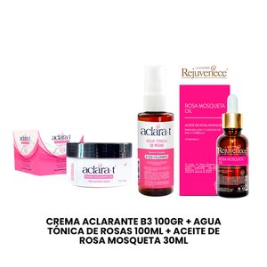 Crema B3 100Gr + Agua tonica rosas 100ml + Aceite Rosa Mosqueta 30ml