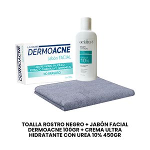 Toalla Negro + Jabon Dermoacne 100Gr + Crema Ultra con urea 10% 450Gr