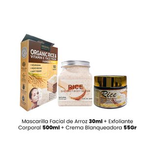 Mascarilla Arroz 30ml + Exfoliante Corpor 500ml + Crema Blanquea 55Gr
