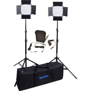 Kit de 2 Luces Bescor Fp 900 Bi Color Led Controladas de Forma Inalámbrica con Batería