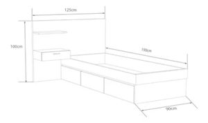 Cama Juvenil 1 Plaza + Cabecera + Mesa de Noche Janeiro color Blanco/Marrón 3 cajones TU MESITA