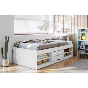 Cama Juvenil 1 Plaza Julia color Blanco 2 cajones TU MESITA