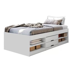 Cama Juvenil 1 Plaza Julia color Blanco 2 cajones TU MESITA