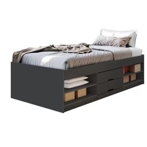 Cama Juvenil 1 PlazaJulia color Negro 2 cajones TU MESITA