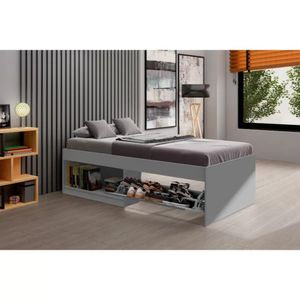 Cama Moderna Juvenil 1 Plaza Freud color Gris 1 puerta TU MESITA