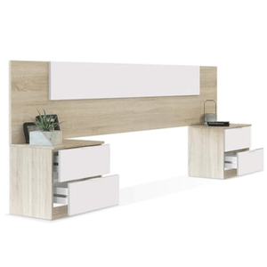 Cabecera + Veladores Greta Cama 2 Plazas Bicolor - Muebles Bonno