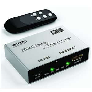 Switch HDMI 2.0 3 Puertos 4K 60Hz 3D HDR HDCP 2.2 3x1 18GBps NETCOM