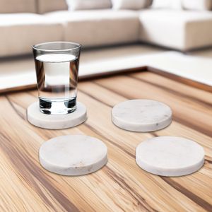 Set x 4 posavasos Mármol Blanco 10cm Casa del Mediterráneo