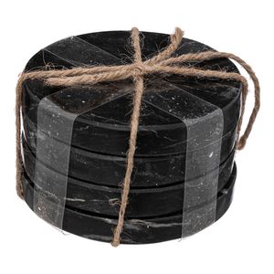 Set x 4 posavasos Mármol Negro 10cm Casa del Mediterráneo