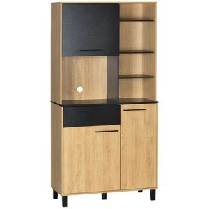 Mueble de Microondas Moderno color Haya/Negro 3 puertas 1 cajón TU MESITA