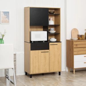 Mueble de Microondas Moderno color Haya/Negro 3 puertas 1 cajón TU MESITA