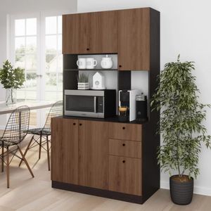 Mueble de Cocina Multiusos Tamara color Marrón/Negro 3 cajones 4 puertas TU MESITA