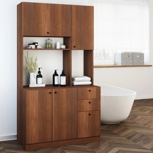 Mueble de Cocina Multiusos Tamara color Marrón 3 cajones 4 puertas TU MESITA
