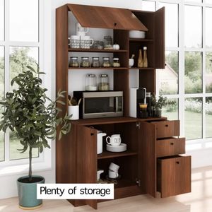 Mueble de Cocina Multiusos Tamara color Marrón 3 cajones 4 puertas TU MESITA