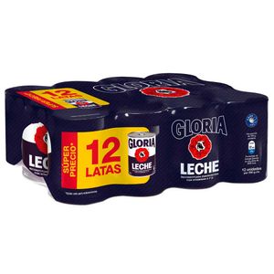 Leche Reconstituida Entera GLORIA Lata 390g Paquete 12un