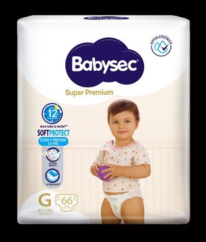 Pañal Super Premium BABYSEC Talla G Paquete 66un