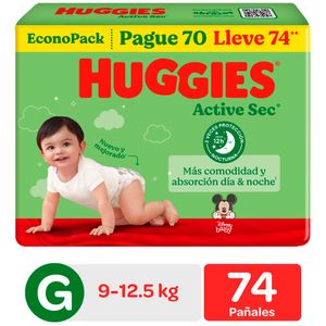 Pañal HUGGIES Active Sec Paquete 74un
