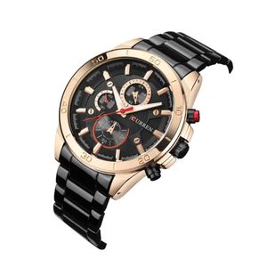 Reloj Análogo Curren Original KREb562001para Hombre Acero Color Negro-Oro Rosa