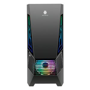 Gabinete Antryx Xtreme NC-257 Black, 1 ventilador ARGB, barra lateral ARGB, panel lateral de vidrio templado, con fuente B500w