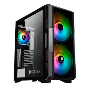Gabinete Antryx FX Cruiser Black, incluye 3 ventiladores ARGB, panel lateral de vidrio templado, malla frontal, sin fuente