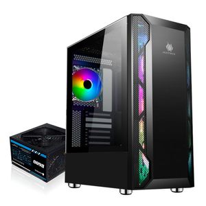 Gabinete Antryx RX-430U Black, incluye 1 ventiladores ARGB + barra de luz ARGB, panel lateral de vidrio templado, con fuente B600w