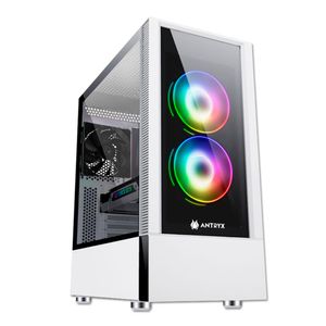 Gabinete Antryx RX-460 white, incluye 2 ventiladores ARGB, panel lateral de vidrio templado, sin fuente