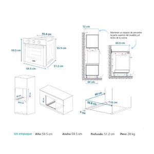 Horno Empotrable Mabe HM6028EYAI0 Acero Plata