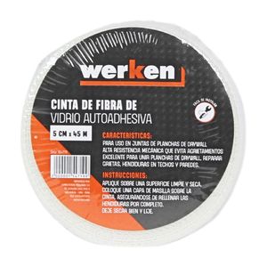 Cinta malla fibra de vidrio 2" rollo 45m Werken