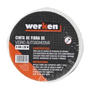 Cinta malla fibra de vidrio 2" rollo 20m Werken