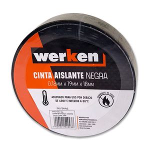 Cinta aislante 3/4 x 18 metros Negra Werken