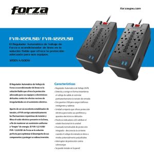 Estabilizador Forza 1200Va/600W 8T 2 USB FVR1222USB