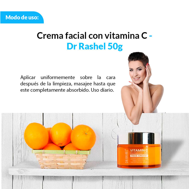 Crème Visage à La Vitamine C Dr Rachel - FPS 5 - 30 Ml - Hydratante Et éclat