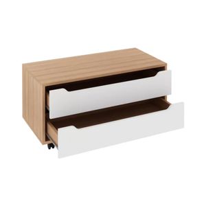 Cómoda de Baño Caroline con ruedas 2 cajones TU MESITA color Blanco/Haya