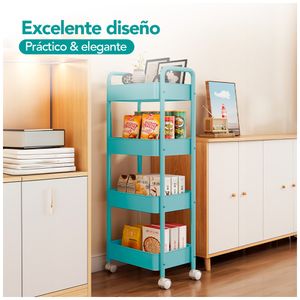 Carrito Organizador 4 Niveles con Ruedas Multiusos para Baño Cocina Turquesa JY8