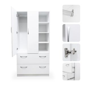 Ropero de Melamina Mueble Organizador Armario con Espejo Taie